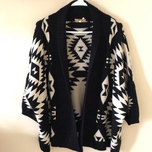 Aztec Print Cardigan Sweater